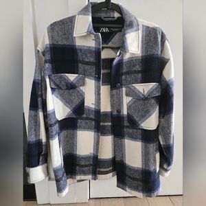 Zara Plaid Wool Blend Overshirt
